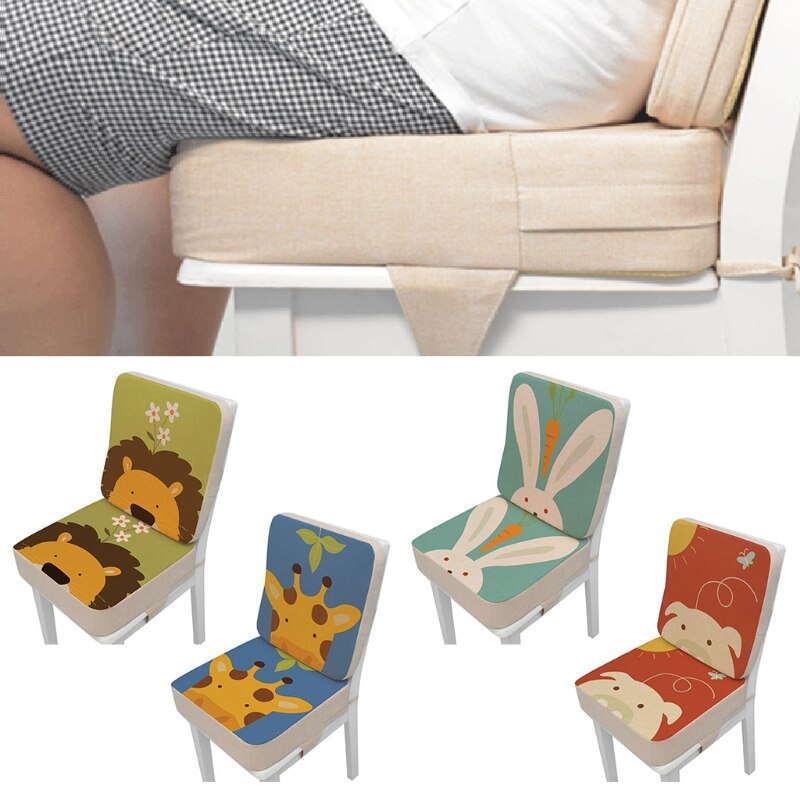 2 Pcs/Set Anti-Skid Cartoon Print Dining Children Cushion Increased Pad Adjustable Removable High Chair Booster J21 22 Dropship